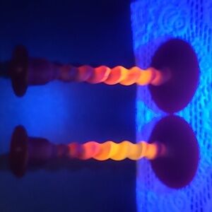 Vintage Tiffin Amberina Twist Candlesticks Satin Finish